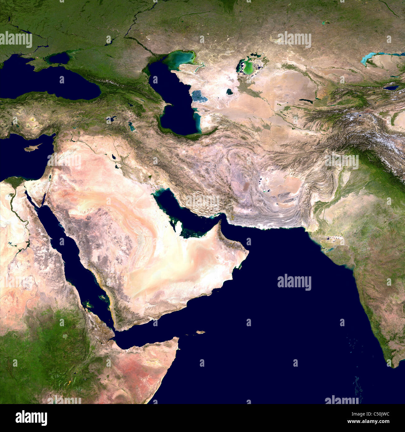 In Arabia Saudita e in Medio oriente come visto dallo spazio Foto Stock