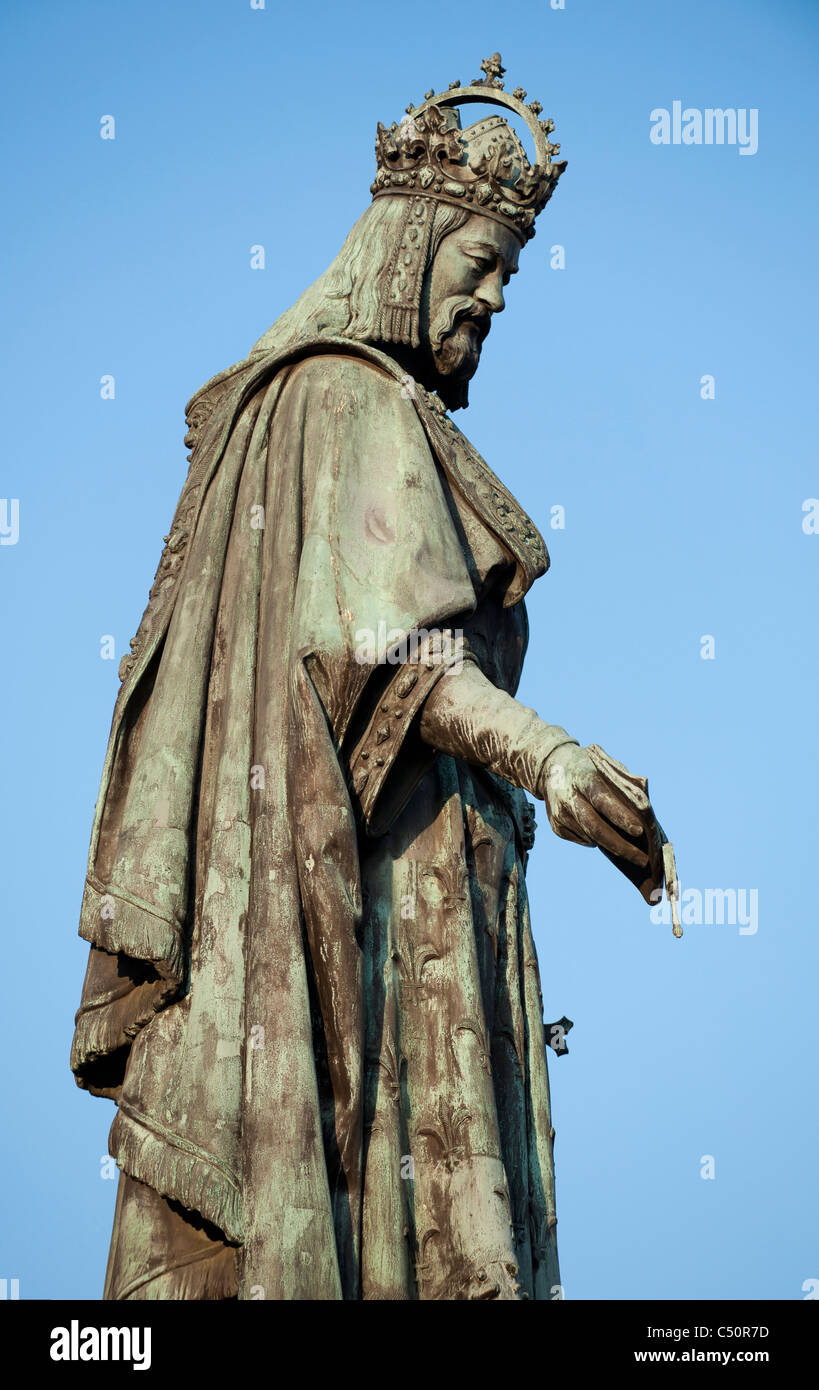 Praga - Statua di re Carlo IV A Praga, Repubblica Ceca Foto Stock
