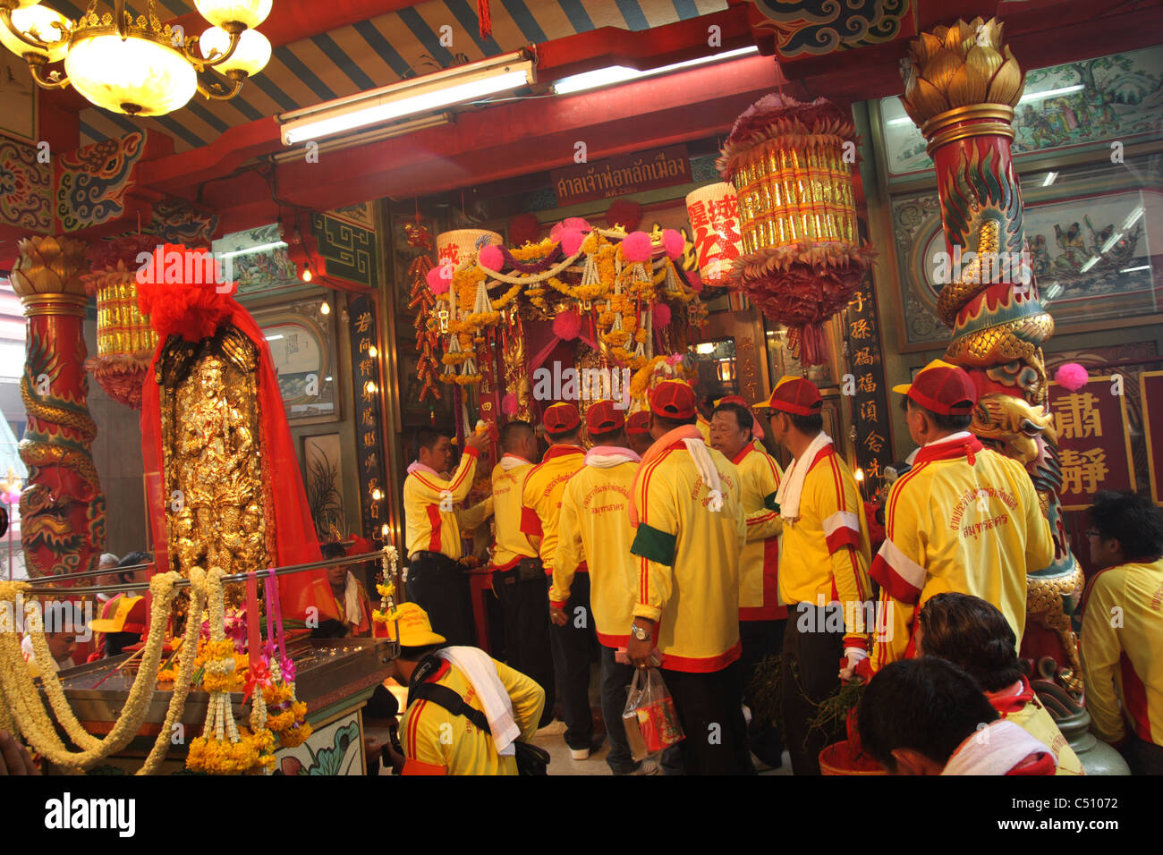 Il carnevale di Samutsakhon santuario della città festival di Dio in Thailandia Foto Stock