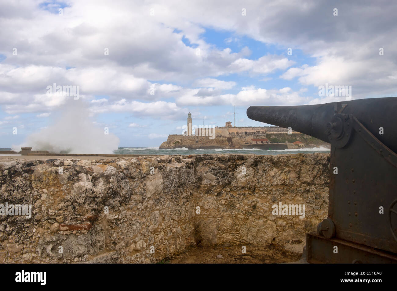 Castillo el Morro, fortezza, onde, l'Avana vecchia città, Cuba Foto Stock