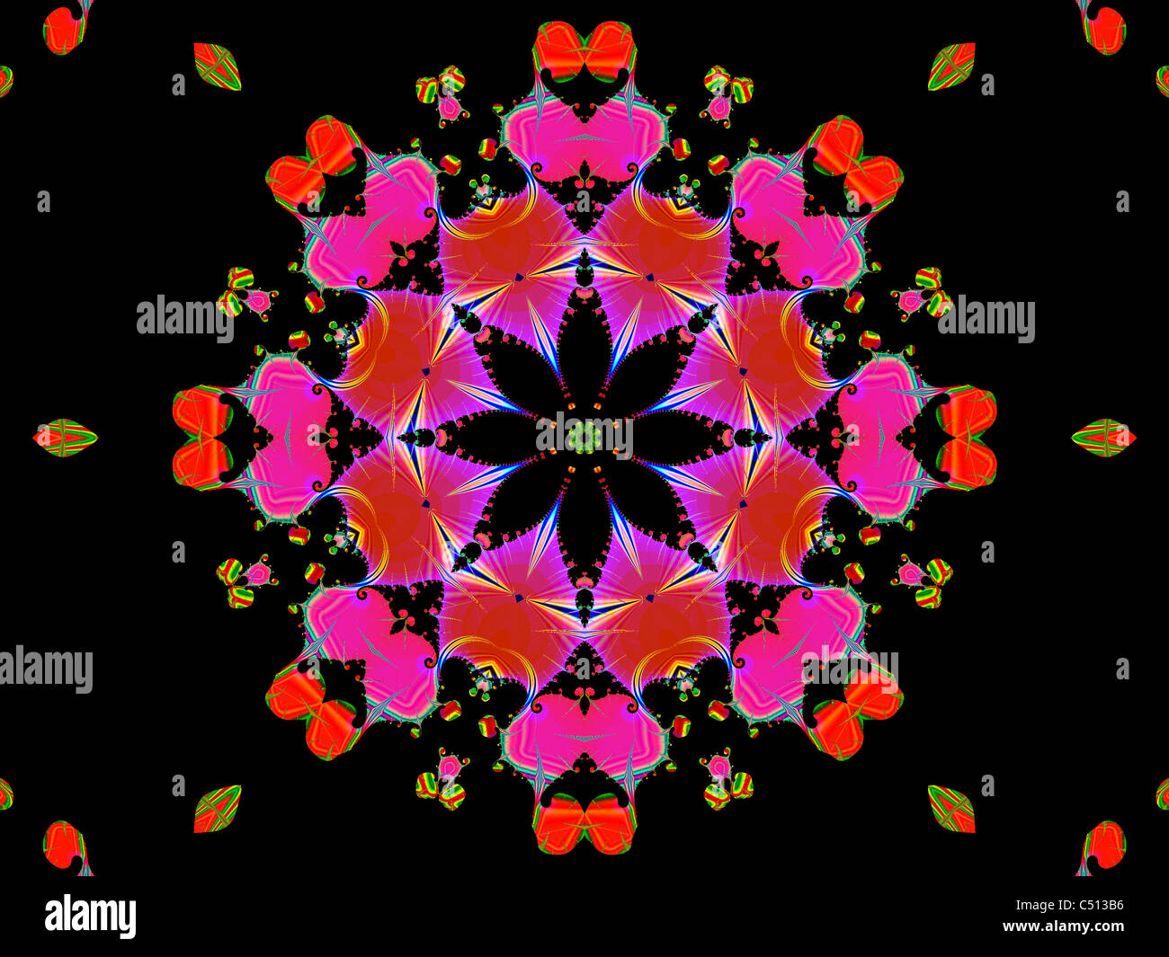Kaleidoscope pattern creato utilizzando il programma ChaosPro Foto Stock