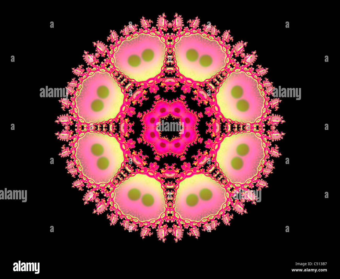 Rosa Caleidoscopio pattern creato utilizzando il programma ChaosPro Foto Stock