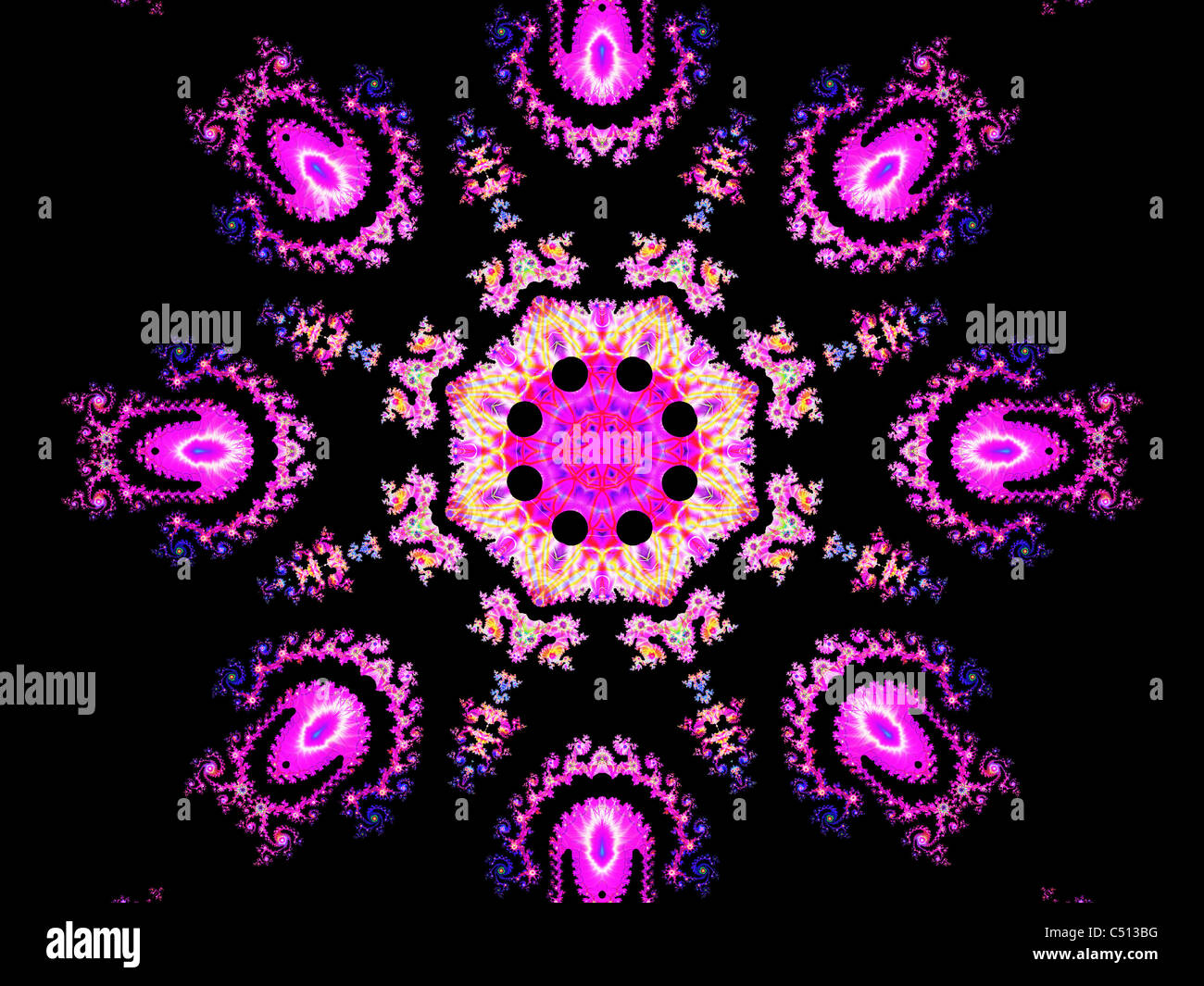 Rosa Caleidoscopio pattern creato utilizzando il programma ChaosPro Foto Stock