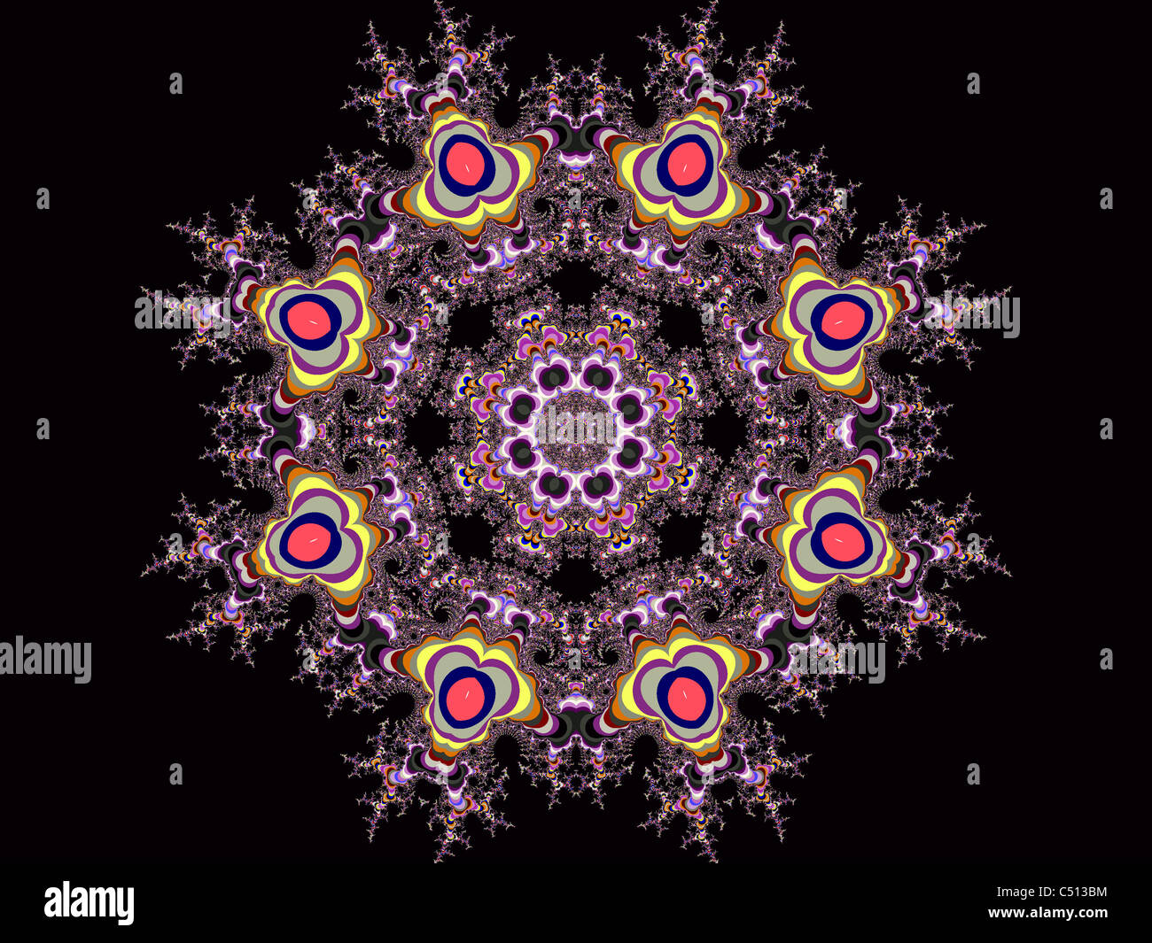 Viola Caleidoscopio pattern creato utilizzando il programma ChaosPro Foto Stock
