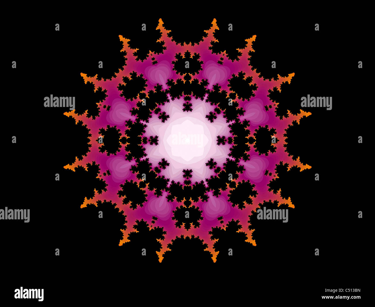 Viola Caleidoscopio pattern creato utilizzando il programma ChaosPro Foto Stock