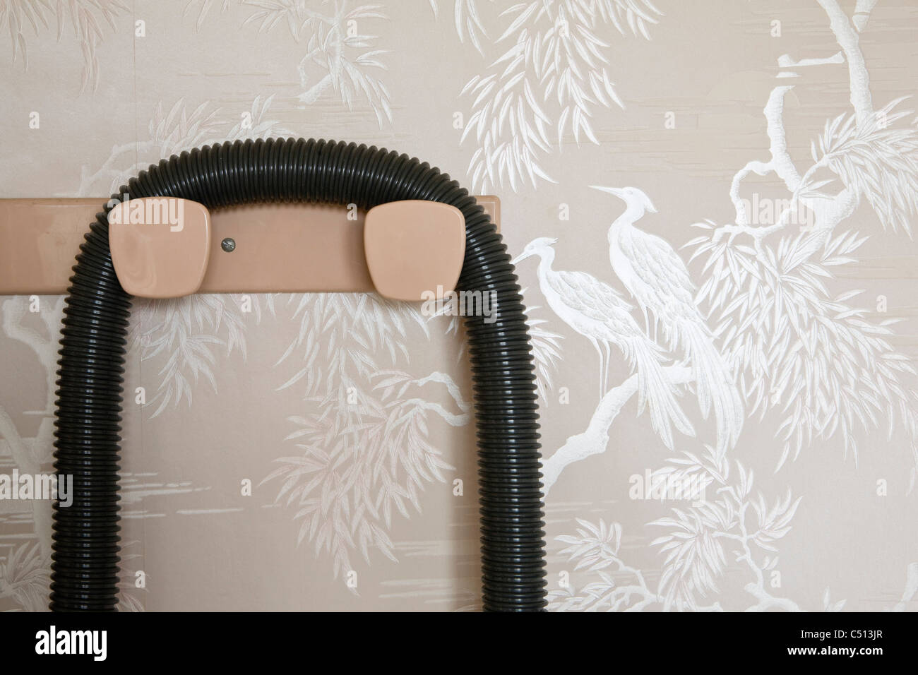 Tubo appeso su rack da parete Foto Stock