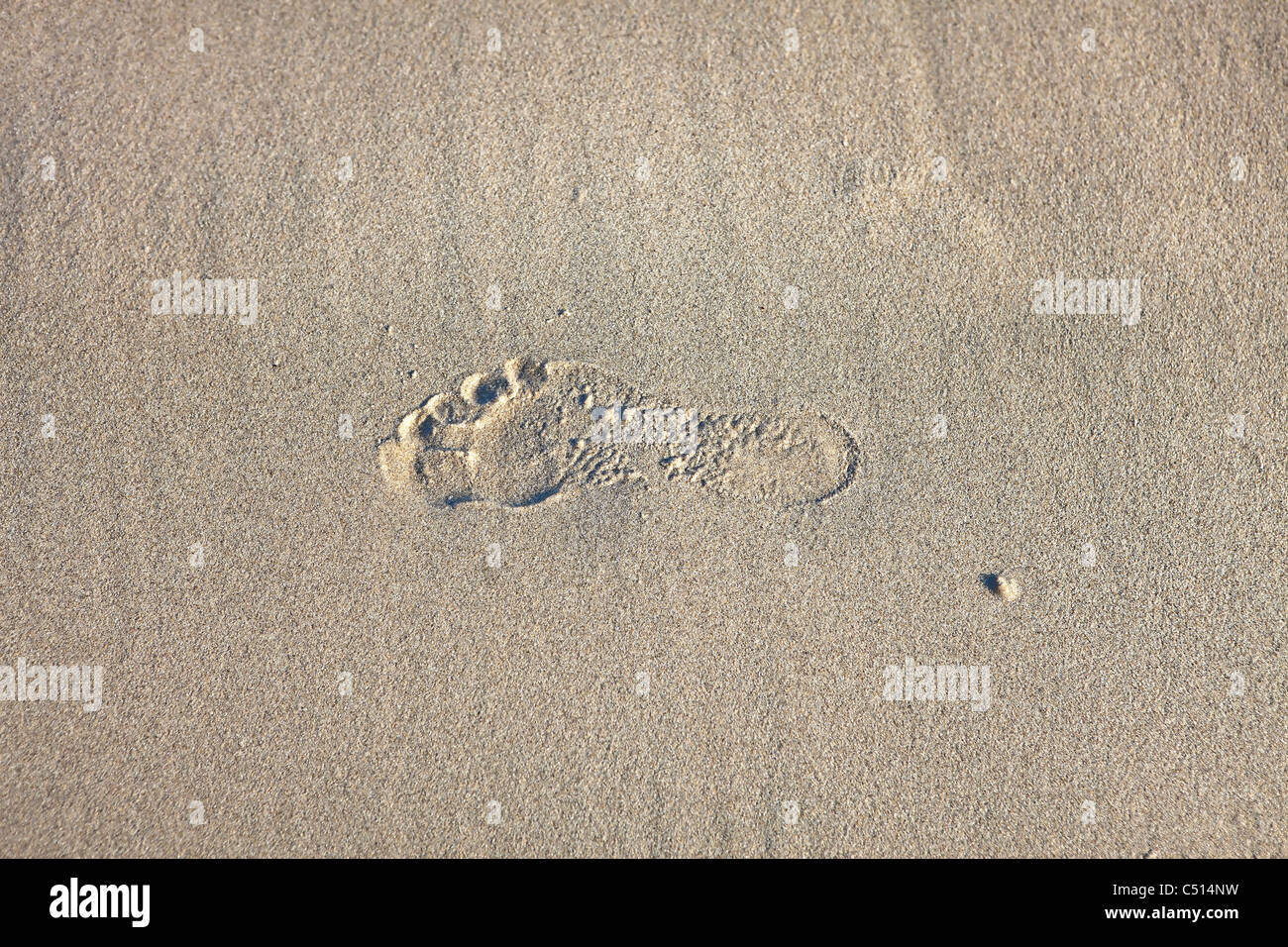 Orme nella sabbia sul Mediterraneo Foto Stock