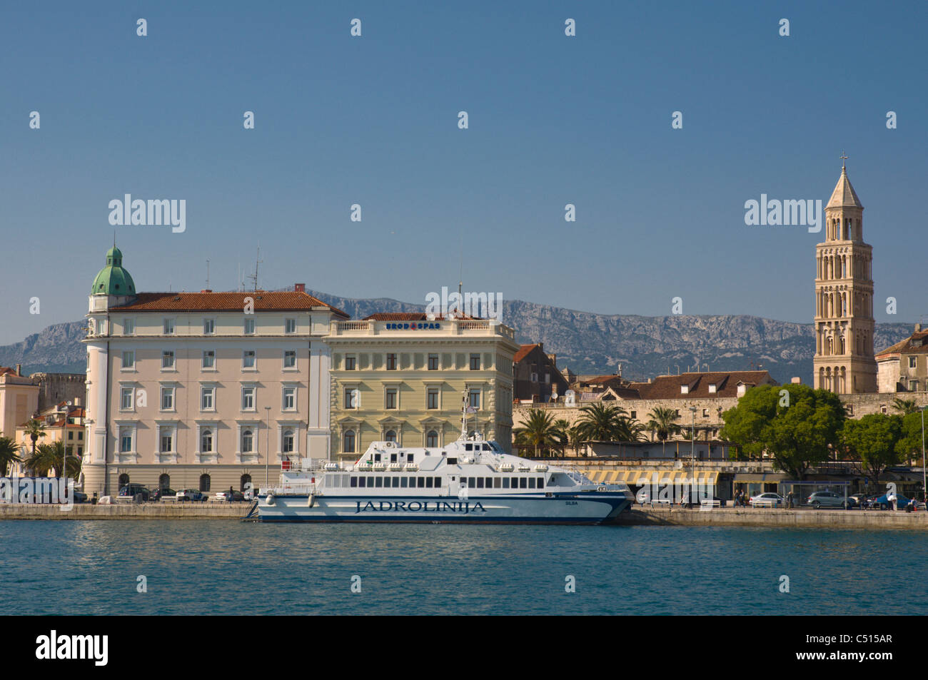 Catamarano in barca Luka il porto di Spalato Dalmazia Croazia Europa Foto Stock