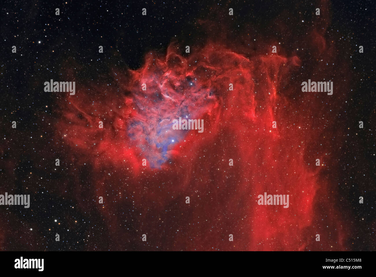 La stella fiammeggiante Nebula, noto anche come IC 405. Foto Stock