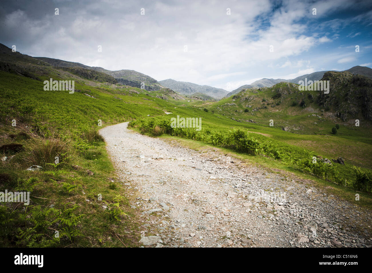 Sentiero di montagna la via che conduce attraverso la valle Foto Stock