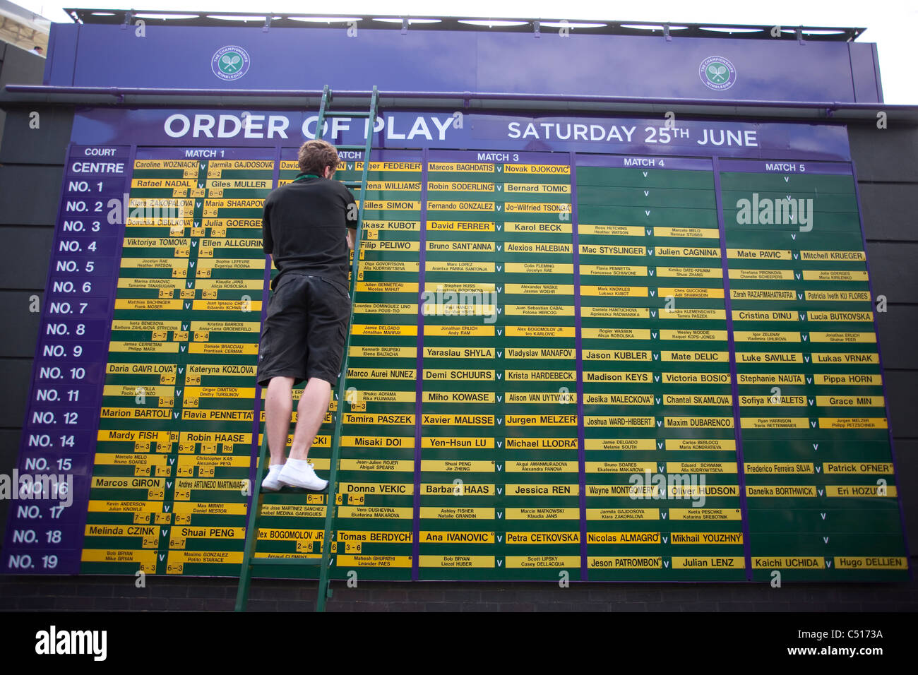 Il torneo di Wimbledon Tennis Championships 2011, tutti i Club in Inghilterra nel sobborgo londinese di Wimbledon. Regno Unito.Foto:Jeff Gilbert Foto Stock