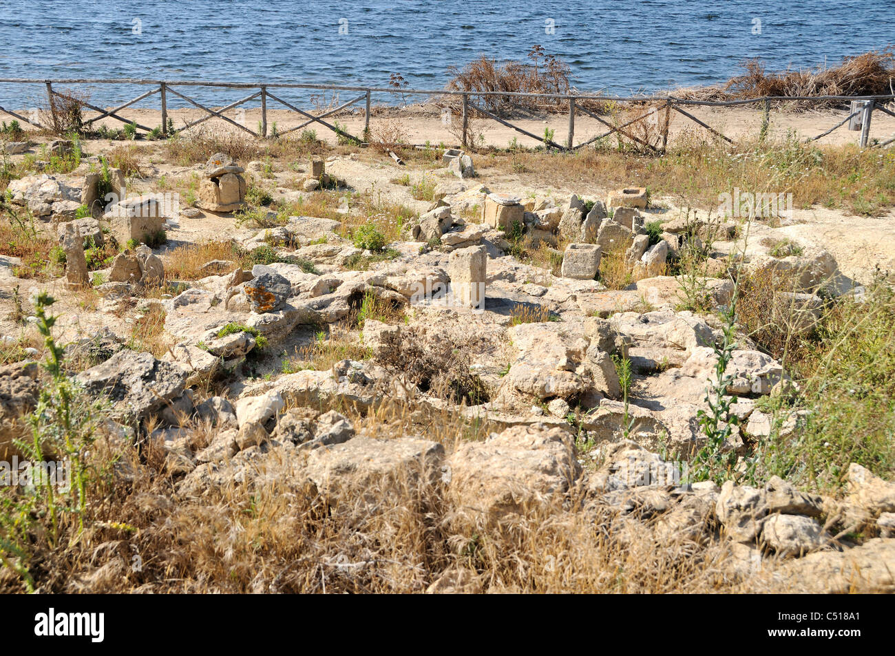 Nekropolis, sito storico, isola di Mozia, San Pantaleo, Marsala, Sicilia, Italia Foto Stock