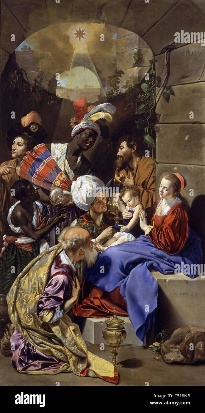 Juan Bautista Maino Adoracion de los Magos - l adorazione dei Magi 1611 Museo di Prado - Madrid Foto Stock