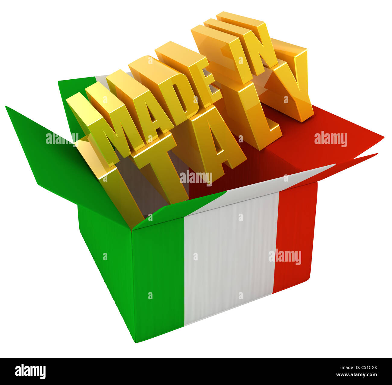 Made in Italy. 3d illustrazione concetto isolato su bianco Foto Stock