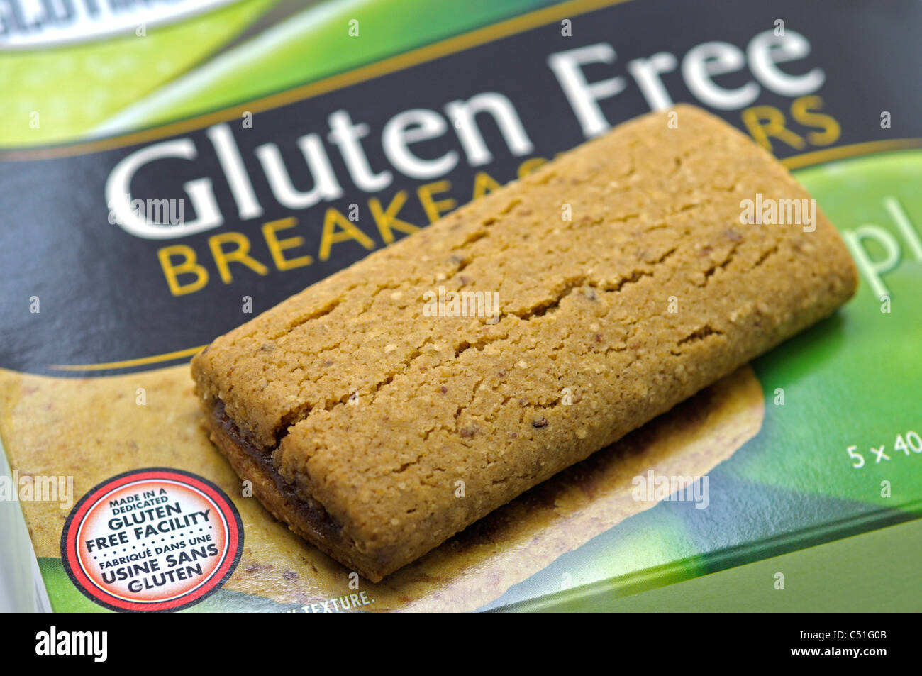 Colazione senza Glutine Bar, ripieno di mele Foto Stock