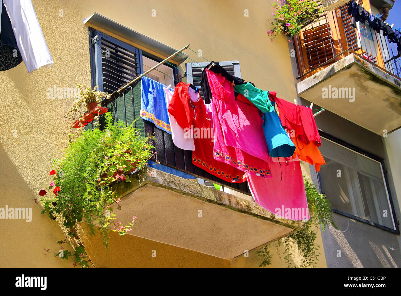 Wäsche Balkon - servizio lavanderia balcone 01 Foto Stock