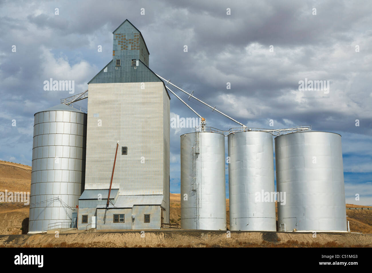 Silos per il grano, Palouse, Eastern Washington Foto Stock