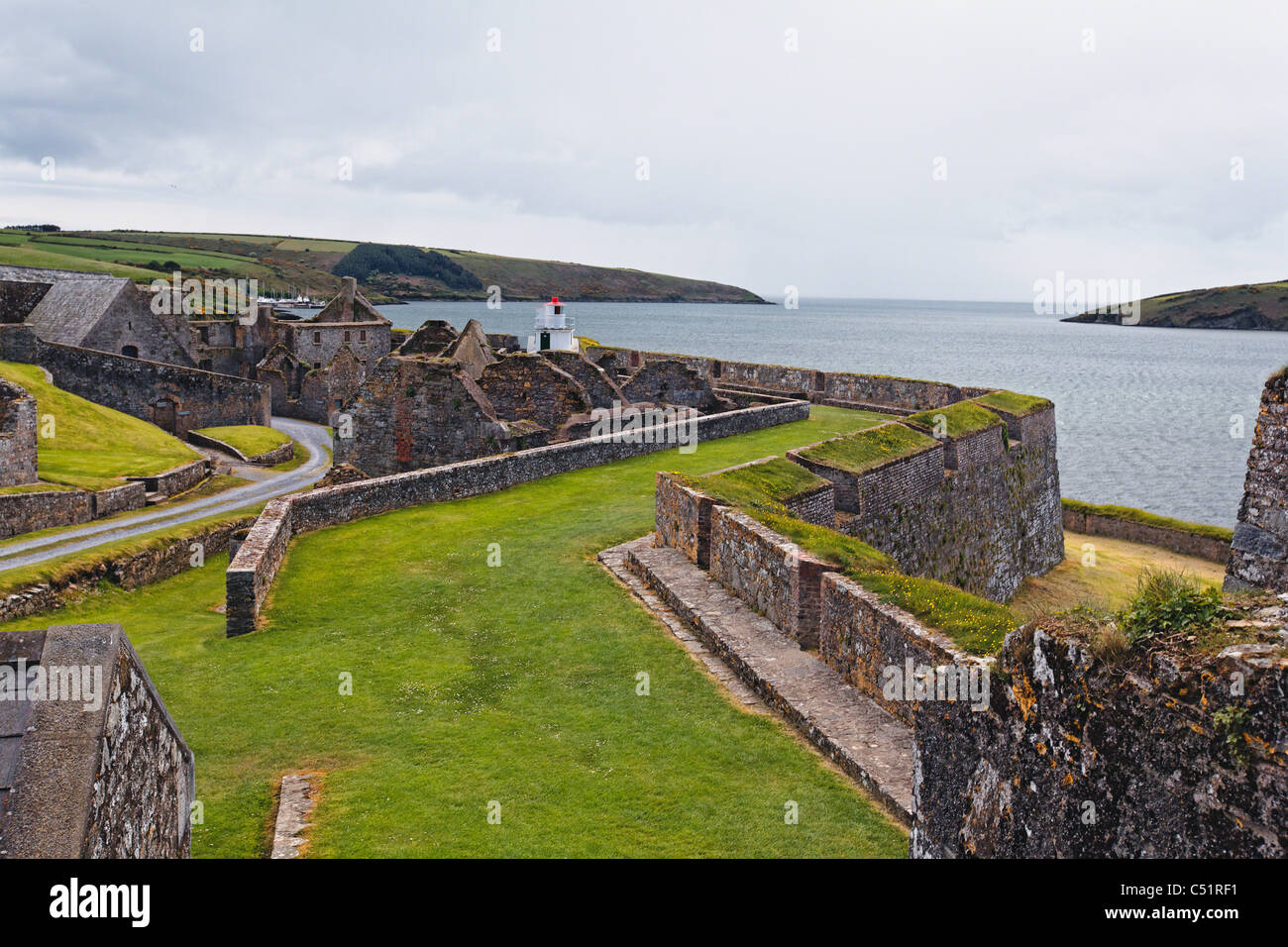 Angolo di Alta Vista di Fort Charles a Kinsale Harbour, County Cork, Irlanda Foto Stock