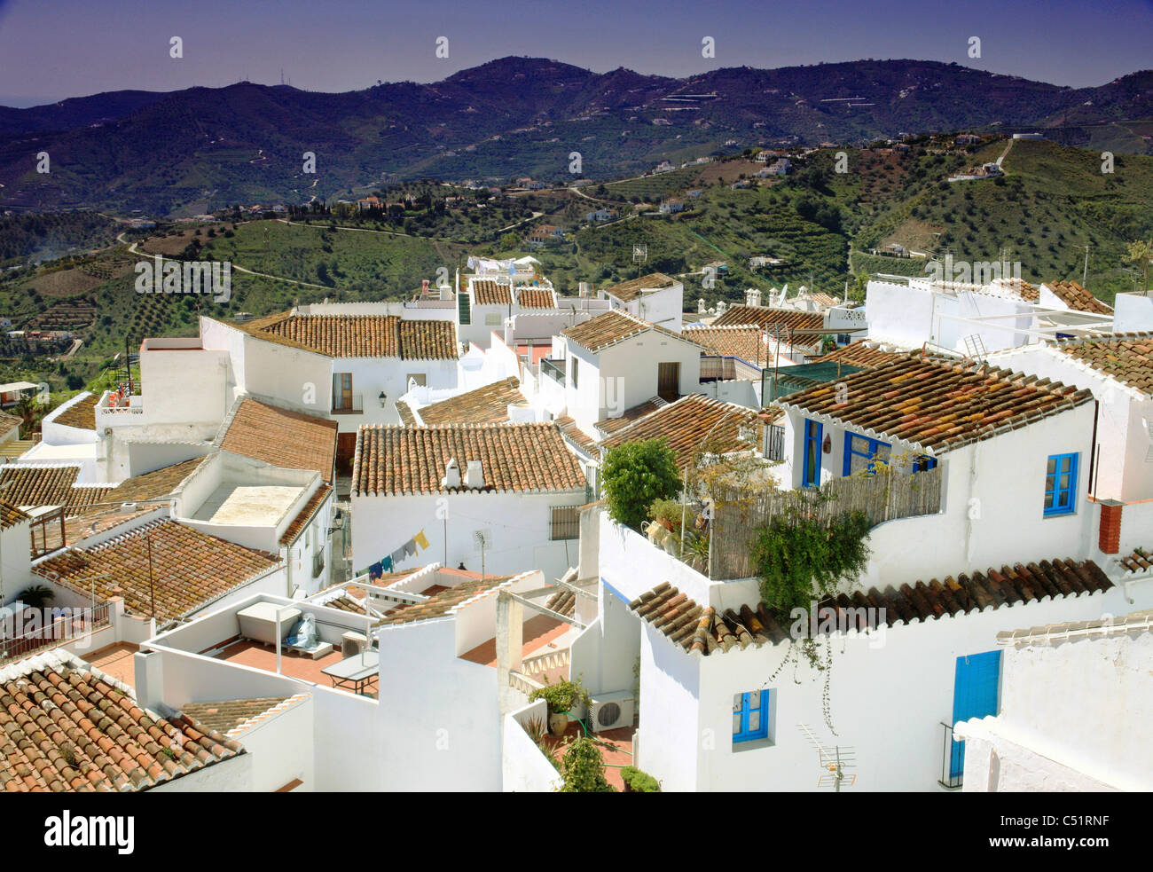 La pittoresca città vecchia di Frigiliana Spagna Foto Stock