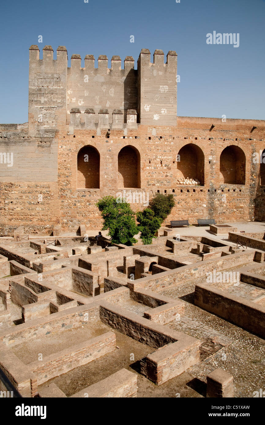 Granada Spagna Alhambra Palace rovine Alcazaba Fortezza Foto Stock