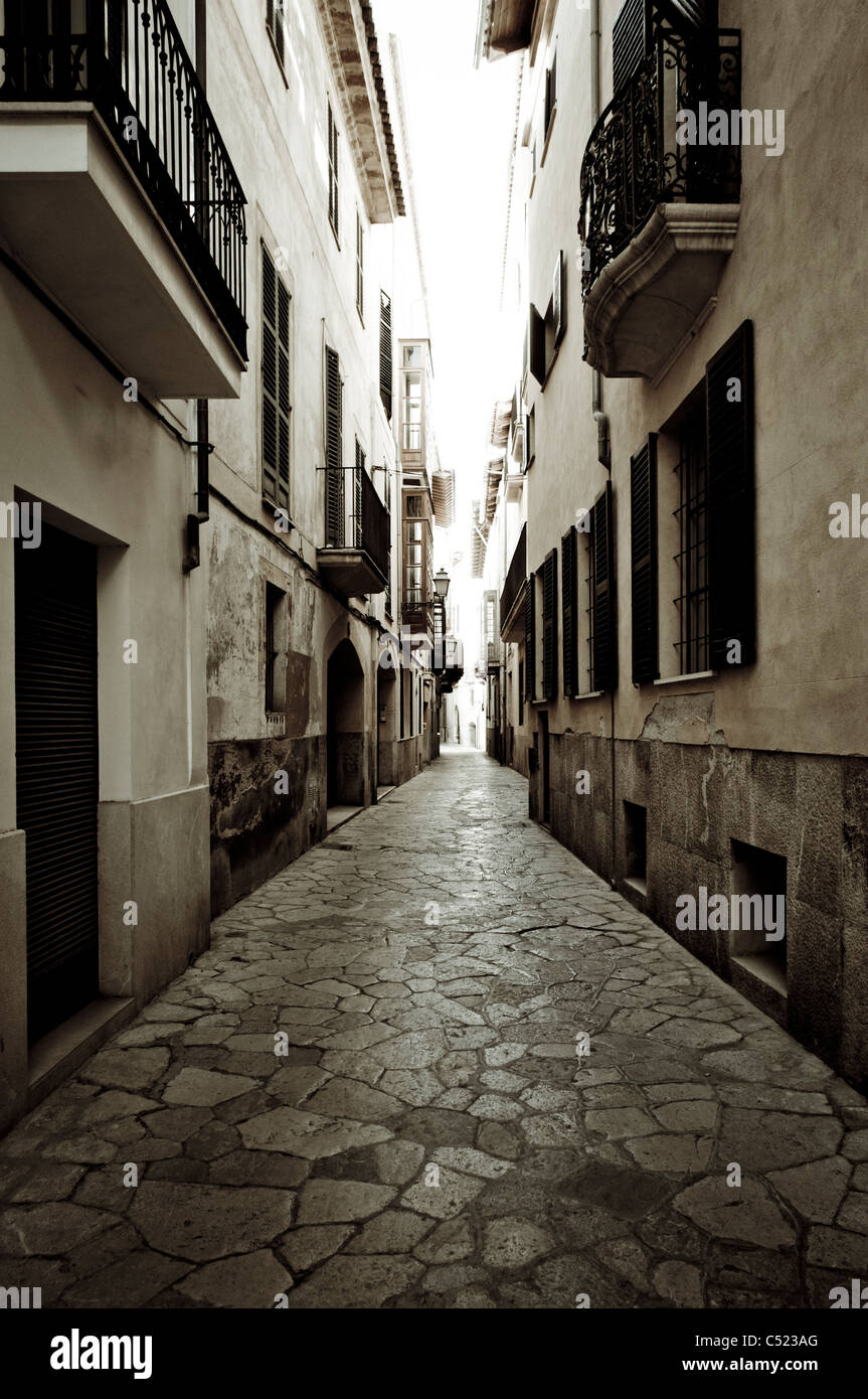 Vicolo del centro storico della città di Palma di Maiorca, Maiorca, isole Baleari, Spagna, Europa Foto Stock