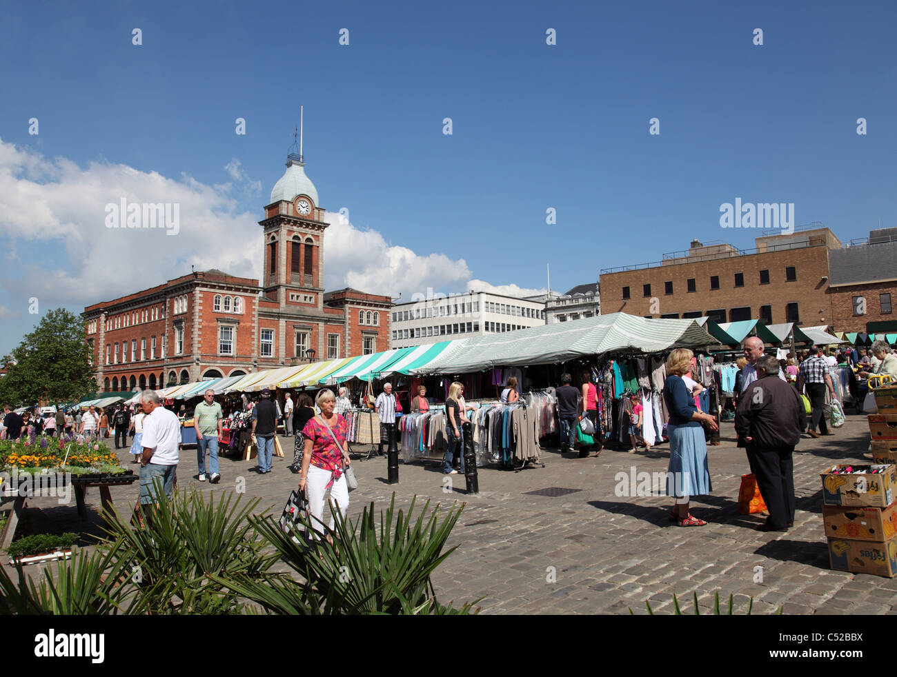 Mercato di Chesterfield, Chesterfield, Derbyshire, England, Regno Unito Foto Stock