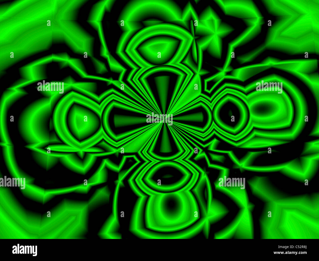 Un quattro Leaf Clover disegno Frattale generato utilizzando il ChaosPro programma calcolata Foto Stock