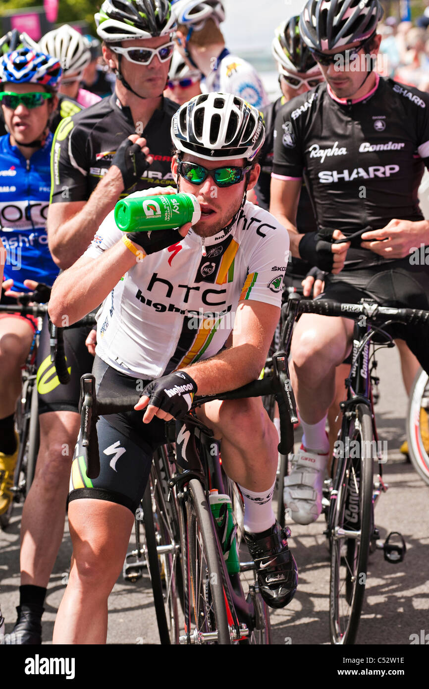 Mark Cavendish prima di iniziare la mens British National Road cycling Championships 2011 Foto Stock