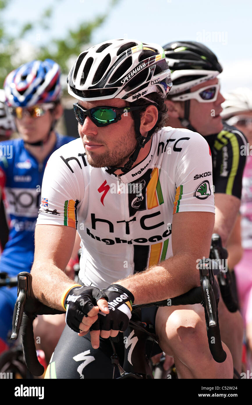 Mark Cavendish prima di iniziare la mens British National Road cycling Championships 2011 Foto Stock