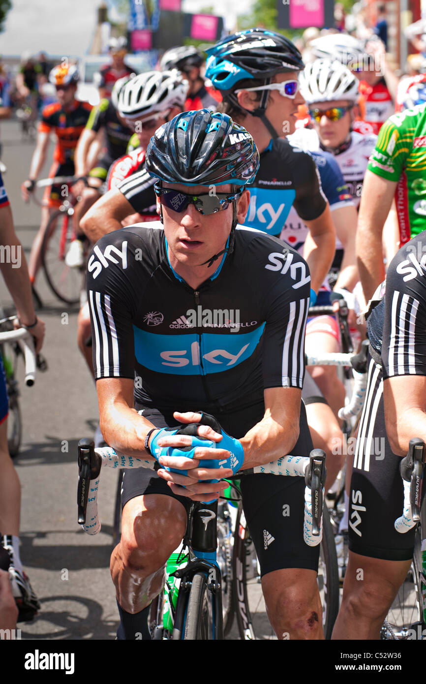 Bradley Wiggins prima di iniziare la mens British National Road cycling Championships 2011 Foto Stock