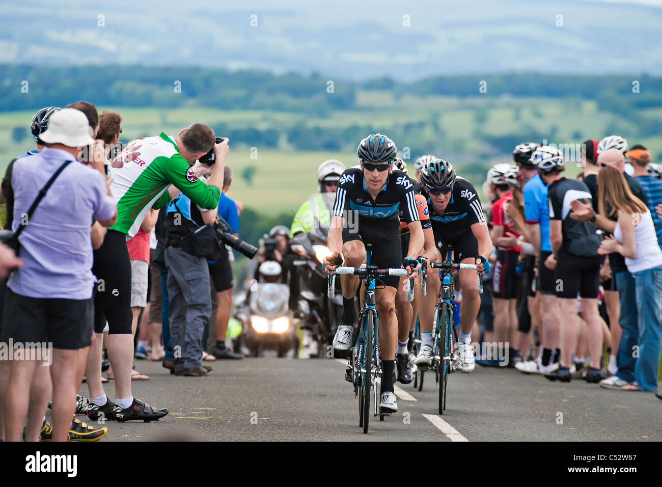 Team Sky in testa al British National Road cycling championships in Stamfordham, Northumberland Foto Stock