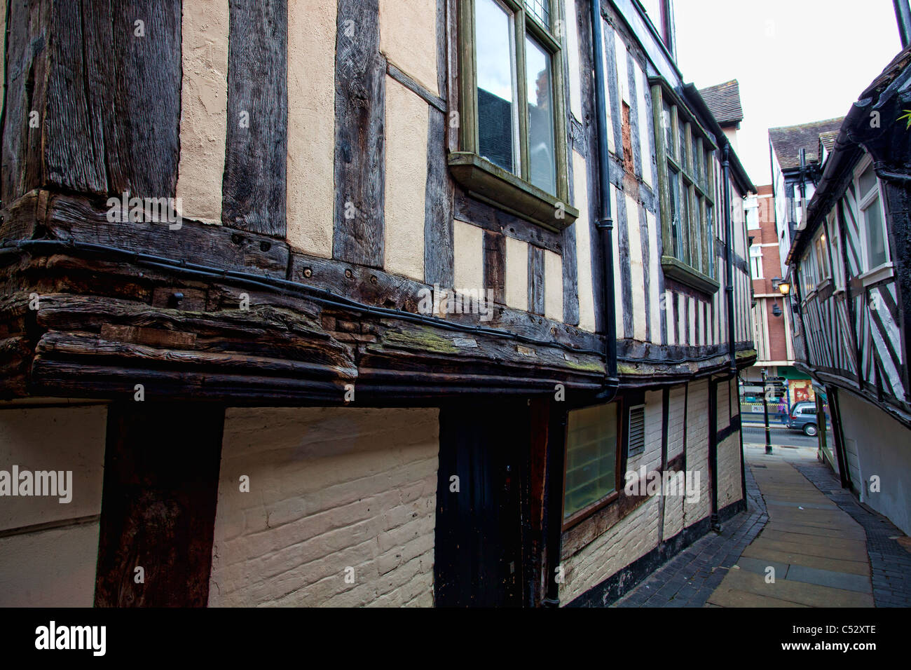 Grope Lane nel vecchio quartiere di Shrewsbury Foto Stock