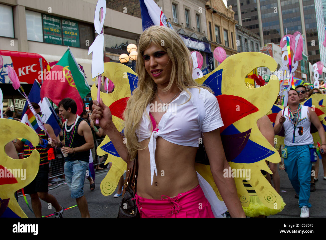 Transgender pride parade Foto Stock