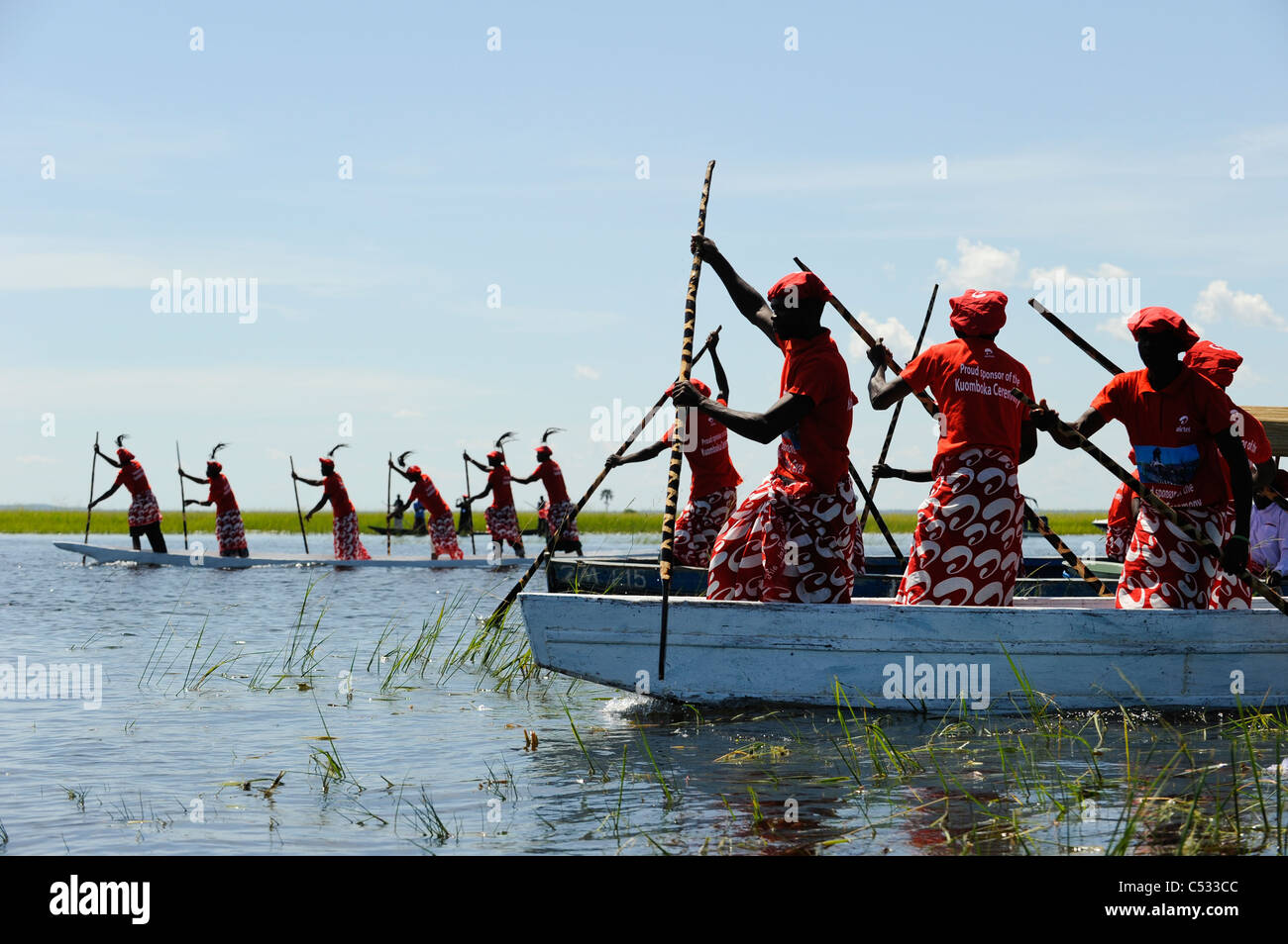 ZAMBIA Barotseland , Kuomboka cerimonia, il Lozi re cambiare la residenza da Lealui nel suo palazzo di Limulunga Foto Stock