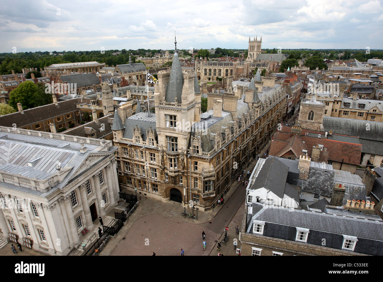 Vista generale della Cambridge University College Foto Stock