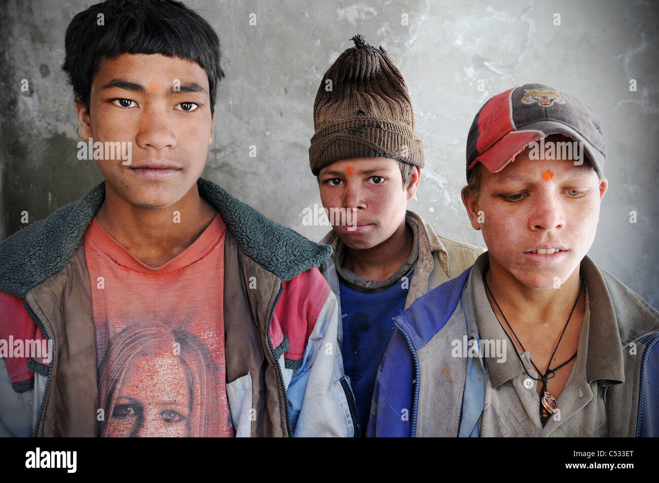 Il nepalese bambino operai in India. Foto Stock