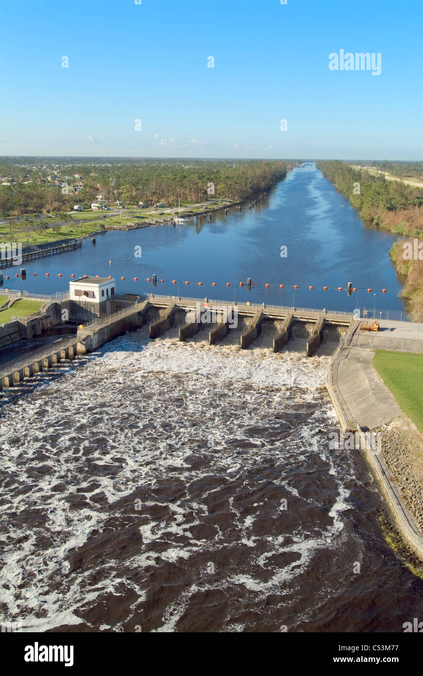 Saint Lucie bloccare e diga St. Lucie Canal sul Okeechobee per via navigabile Foto Stock