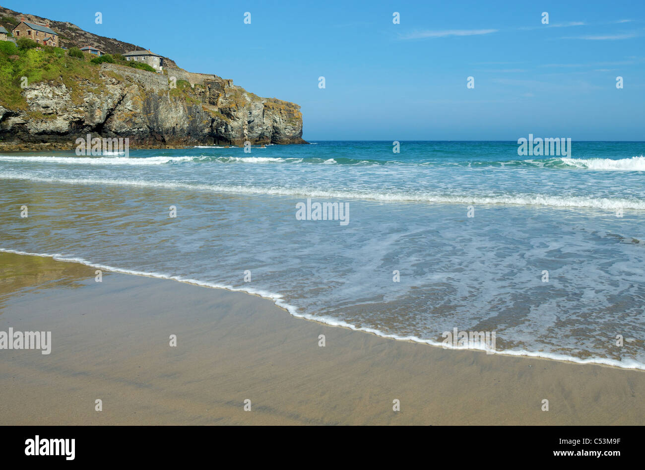Trevaunance Cove Beach vicino a Sant'Agnese, Cornwall Regno Unito. Foto Stock