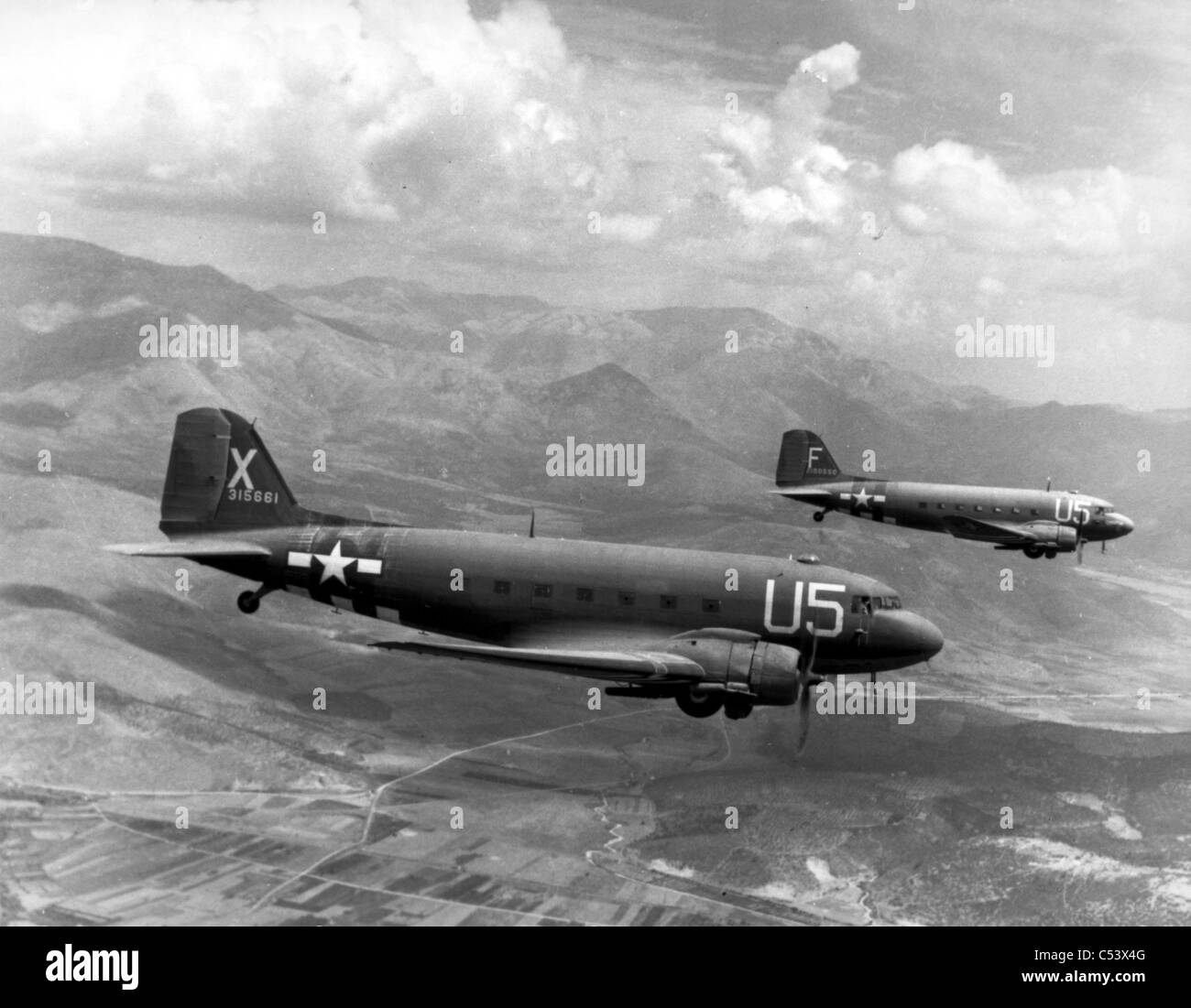 DOUGLAS DC-3s (Dakotas) della US Army Airforce Foto Stock