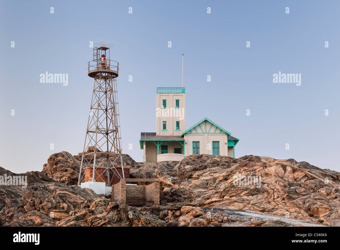 Shark Island Lighthouse, Lüderitz, Namibia, Africa. Foto Stock