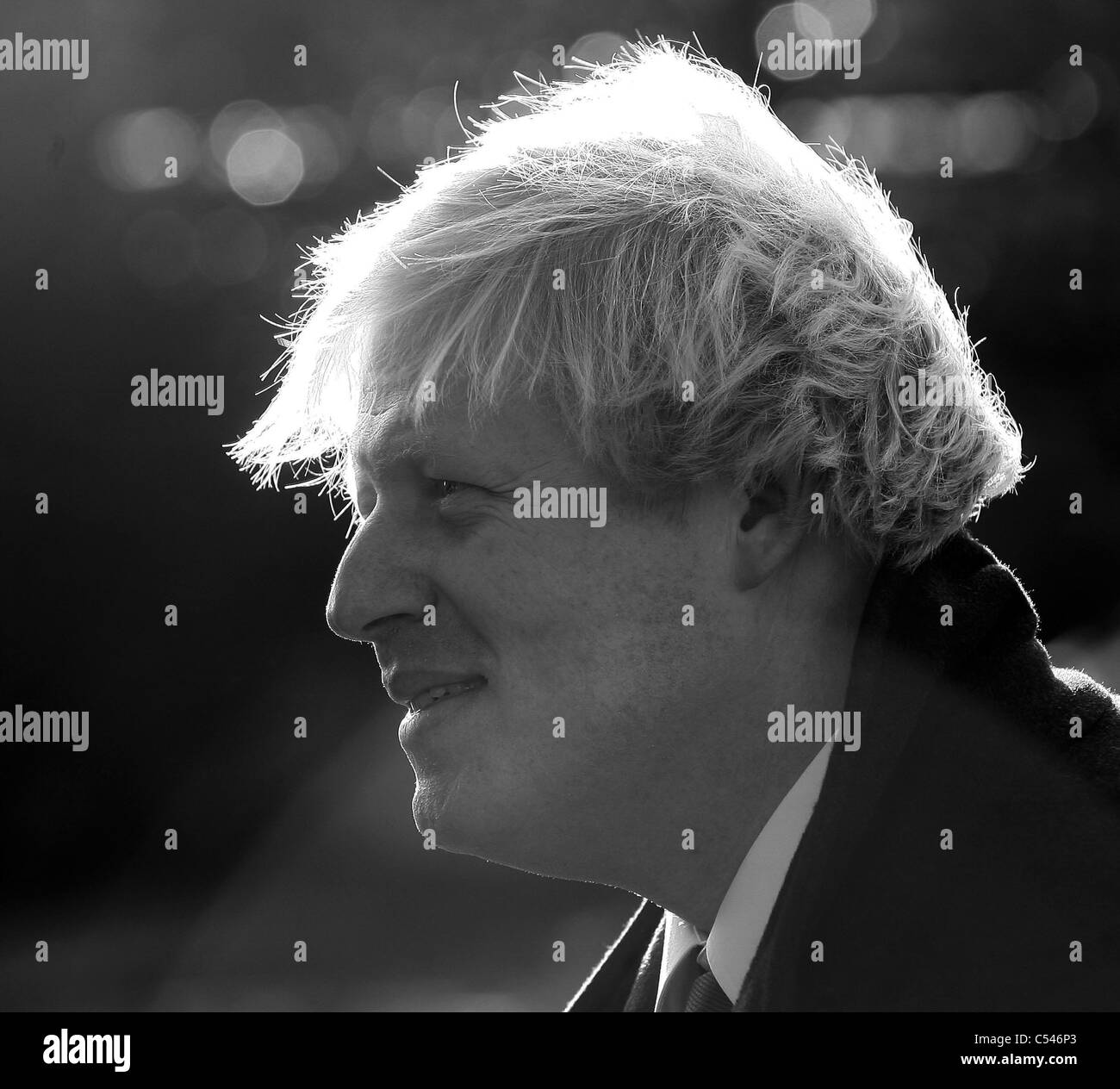 Fotografia in bianco e nero del sindaco di Londra Boris Johnson. Foto di James Boardman. Foto Stock