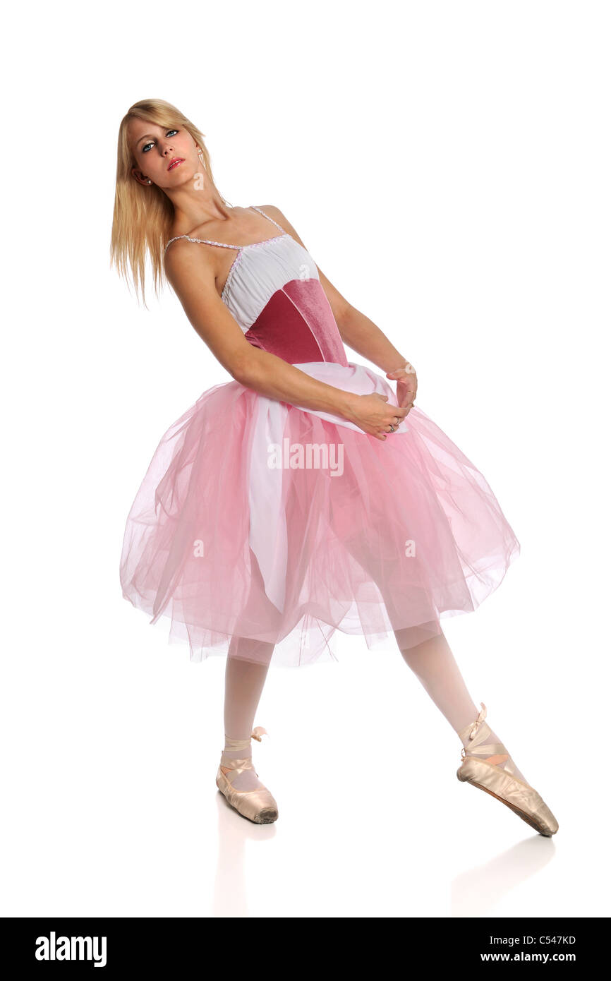 Ritratto della bellissima ballerina dancing isolate su sfondo bianco Foto Stock