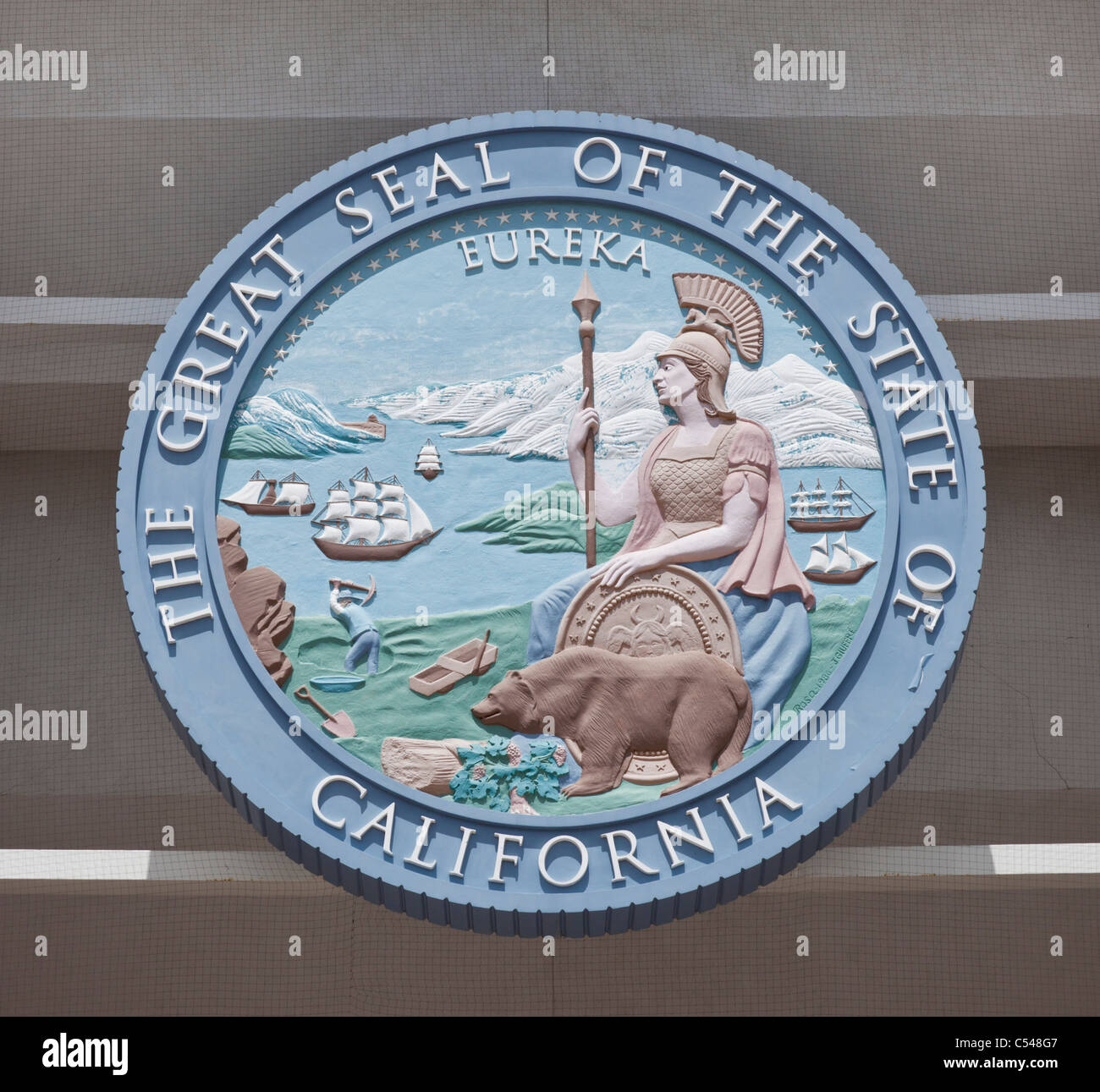 Il grande sigillo dello Stato della California in California Public Utilities edificio della Commissione a San Francisco California USA Foto Stock
