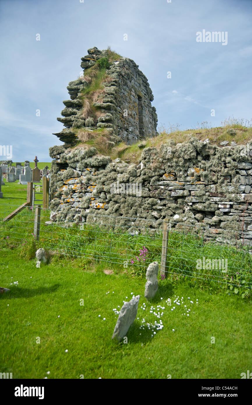 Le antiche rovine di San Olaf's Kirk Unst Shetland. SCO 7505 Foto Stock