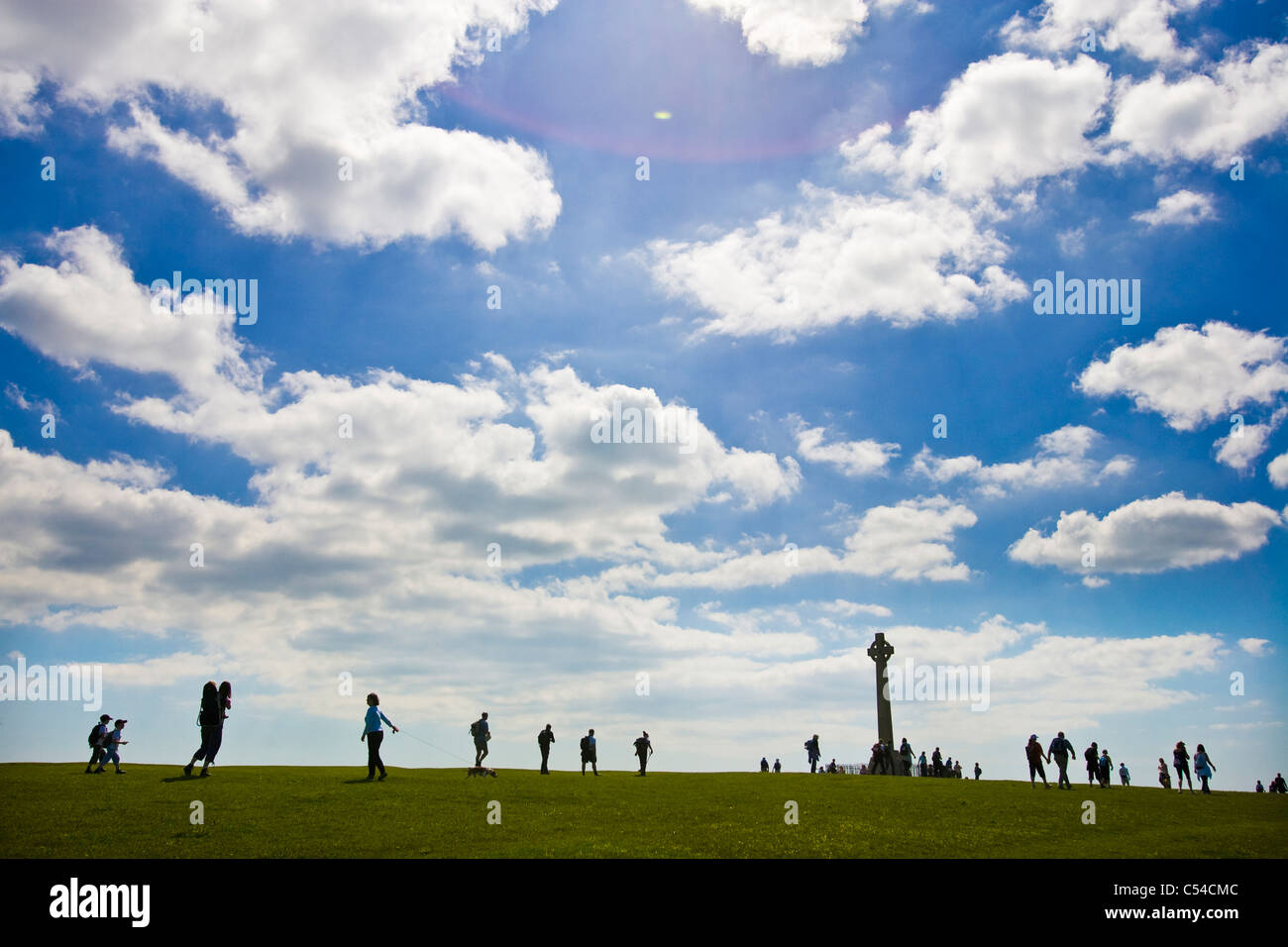 Walking Festival, a piedi il Wight, scuotipaglia Tennyson giù, Isle of Wight, England, Regno Unito Foto Stock