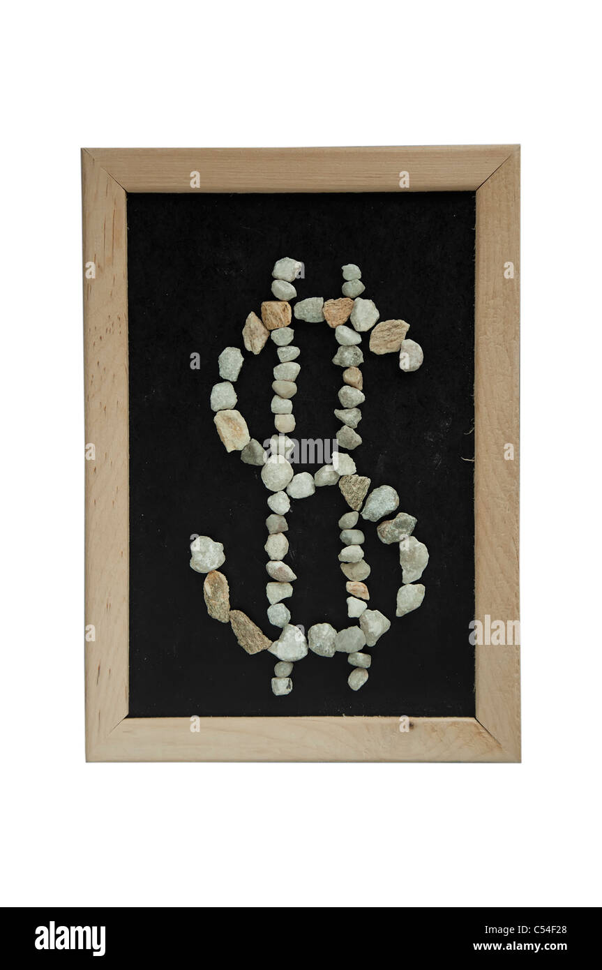 Di dollari in pietra su sfondo nero in frame. Foto Stock