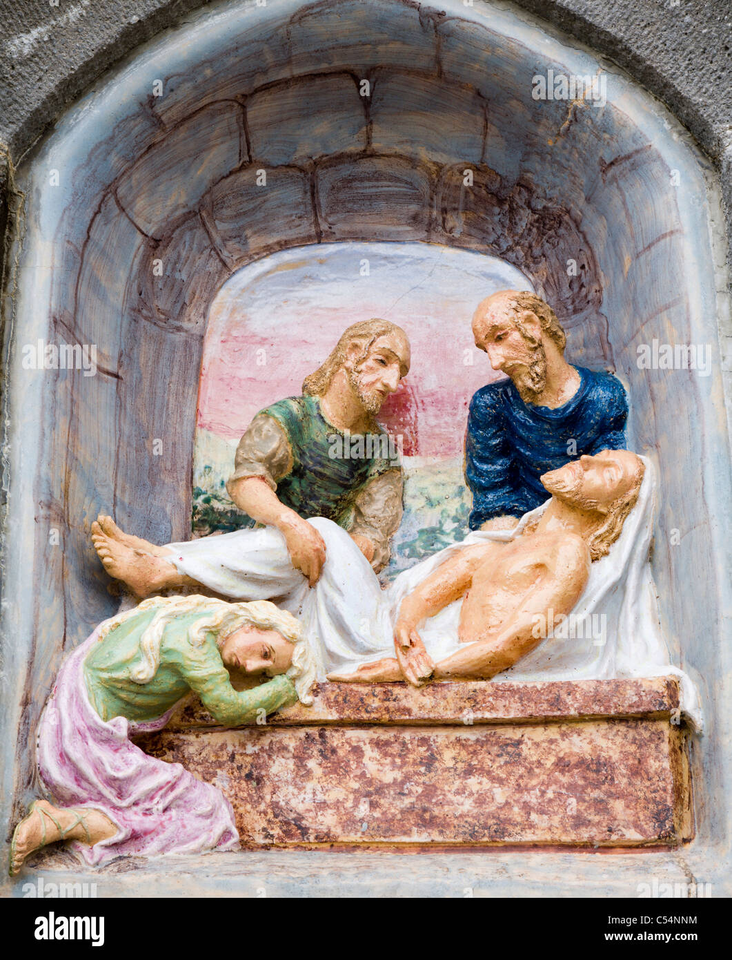 La sepoltura di Gesù dalla croce Mariazell Via - ceramica - Austria Foto Stock