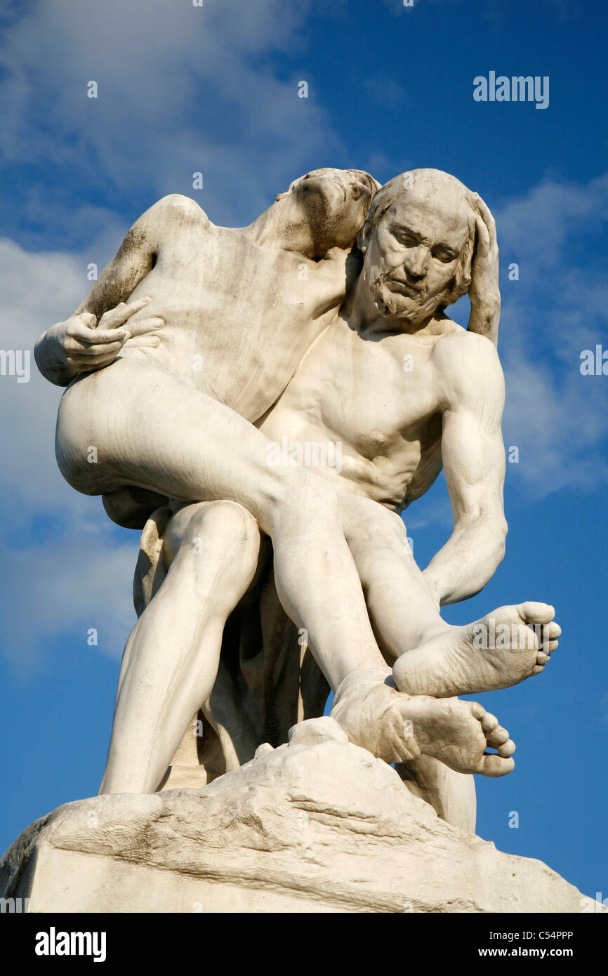 Parigi - statua del Buon Samaritano da Francois-Leon Sicard - Giardino delle Tuileries Foto Stock