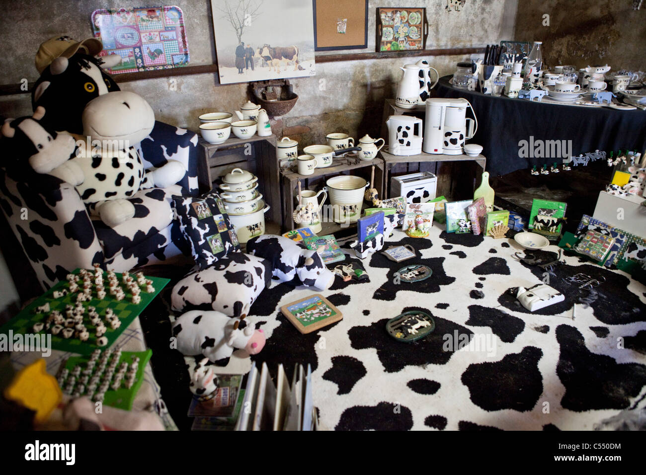 I Paesi Bassi, Nijemirdum, visualizzate gli articoli nel Museo di vacca. Foto Stock