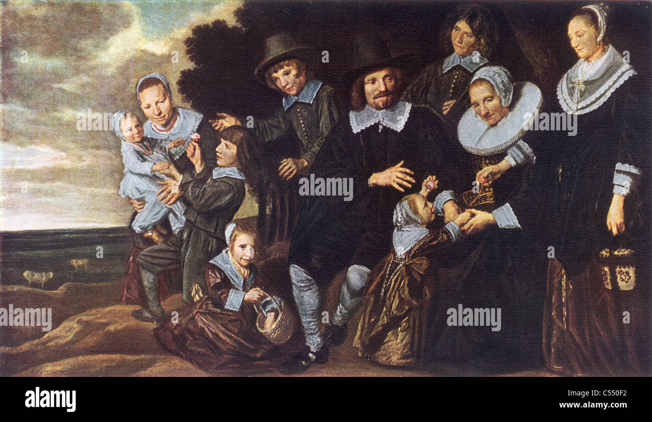 Ritratto di Franz Hals; fine scuola fiamminga; "Un gruppo di famiglia' Foto Stock